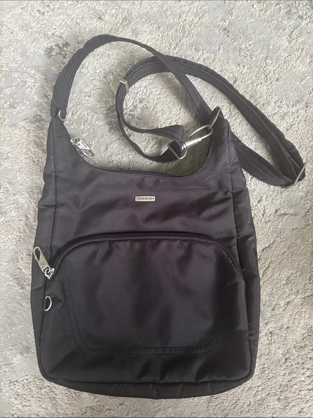 Travelon Black Nylon Messenger Crossbody Bag - Compact Everyday